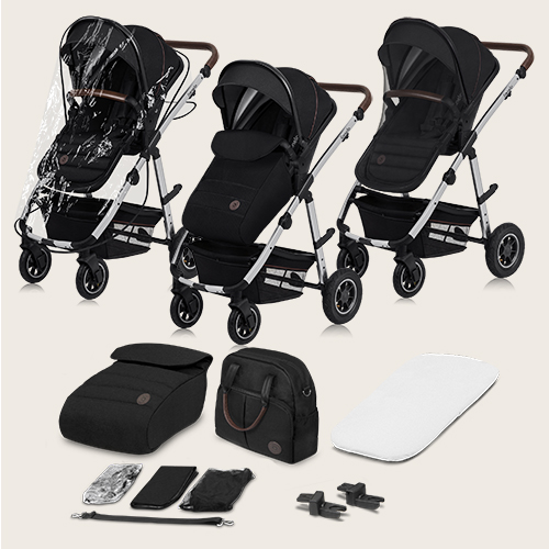 lionelo Amber 3 w 1 Black Silver — Wózek wielofunkcyjny